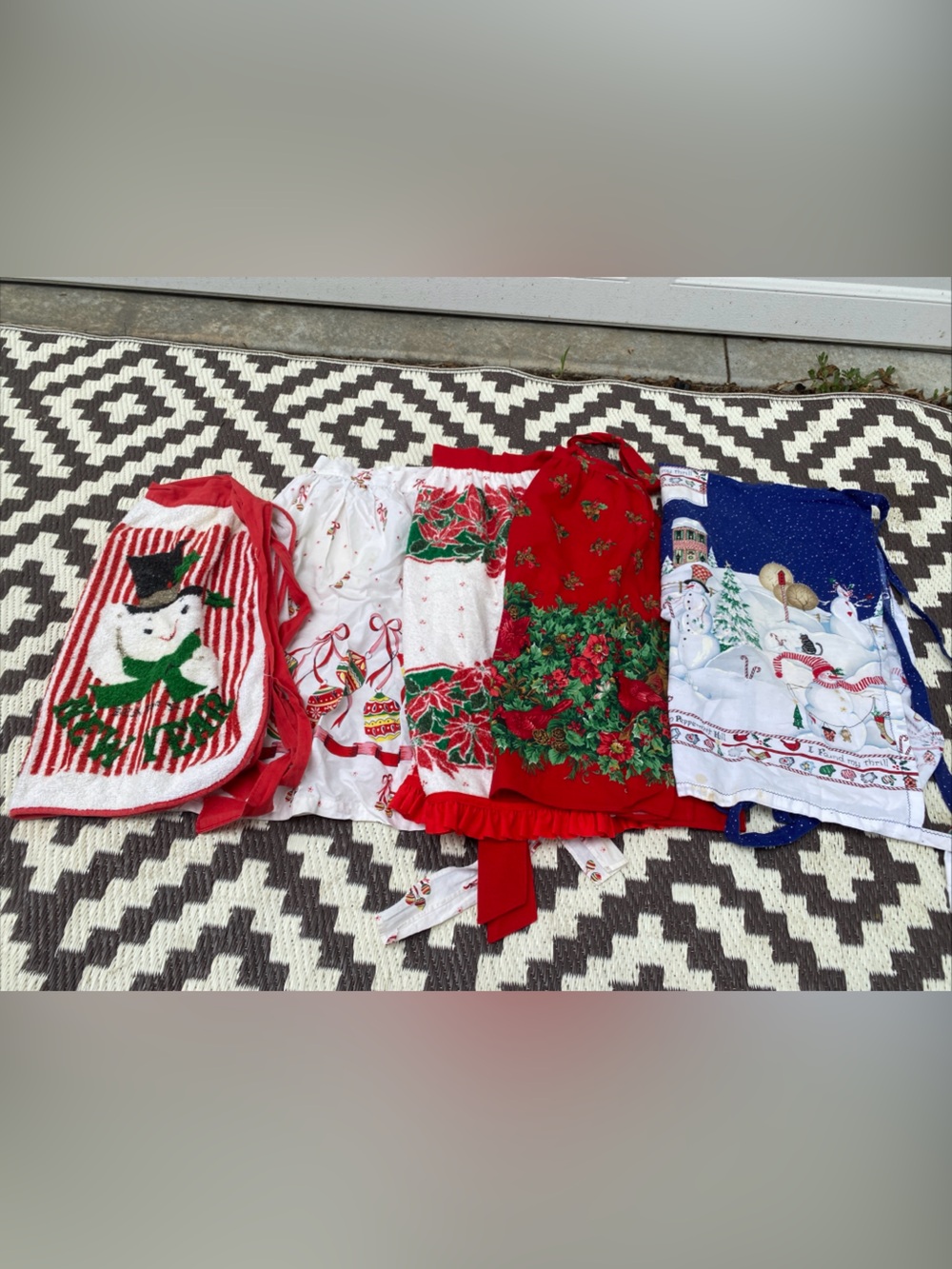 Vintage Holiday Apron Set - Red, White & Blue